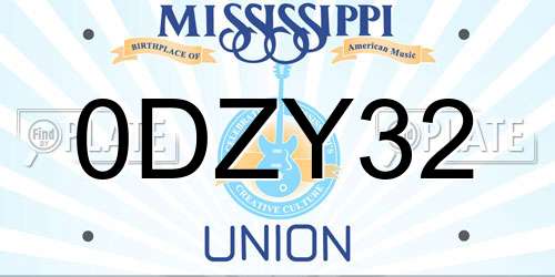 0DZY32 Mississippi License Plate