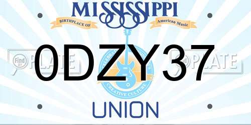 0DZY37 Mississippi License Plate