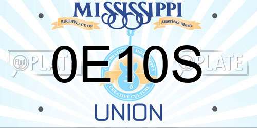 0E10S Mississippi License Plate