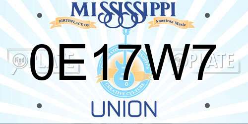 0E17W7 Mississippi License Plate