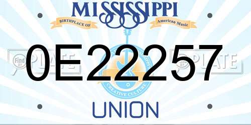 0E22257 Mississippi License Plate