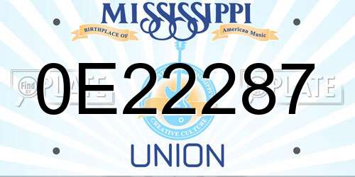 0E22287 Mississippi License Plate