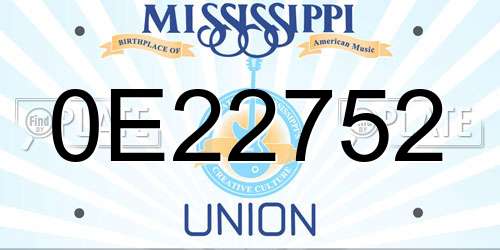 0E22752 Mississippi License Plate