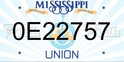 0E22757 Mississippi License Plate