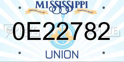 0E22782 Mississippi License Plate