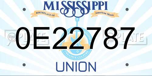 0E22787 Mississippi License Plate
