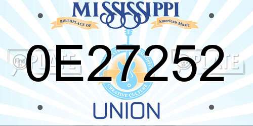 0E27252 Mississippi License Plate