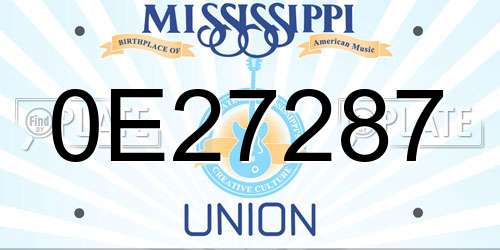 0E27287 Mississippi License Plate