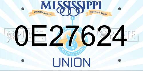 0E27624 Mississippi License Plate