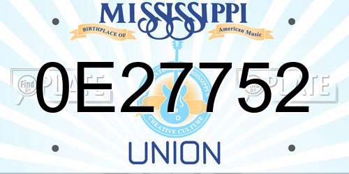 0E27752 Mississippi License Plate