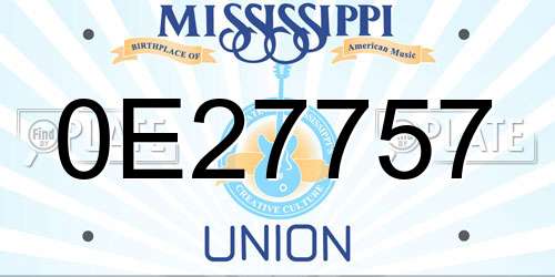 0E27757 Mississippi License Plate