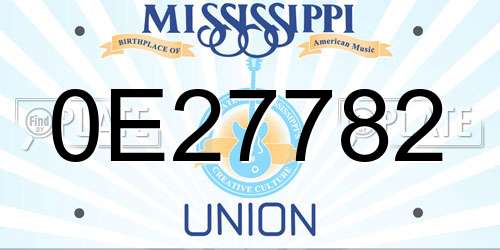 0E27782 Mississippi License Plate