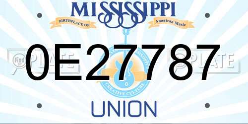 0E27787 Mississippi License Plate