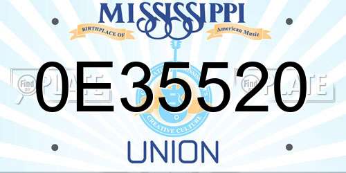 0E35520 Mississippi License Plate