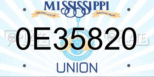 0E35820 Mississippi License Plate
