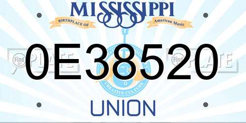 0E38520 Mississippi License Plate