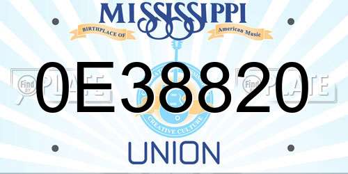 0E38820 Mississippi License Plate
