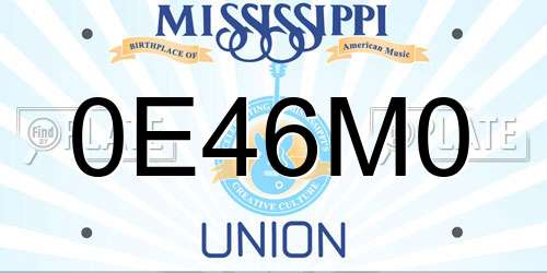 0E46M0 Mississippi License Plate