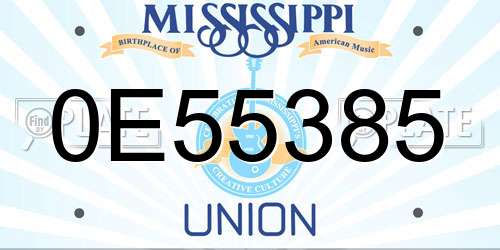 0E55385 Mississippi License Plate