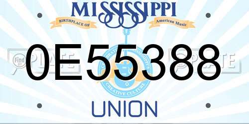 0E55388 Mississippi License Plate