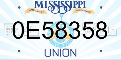 0E58358 Mississippi License Plate