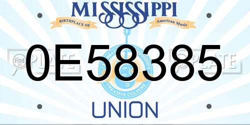 0E58385 Mississippi License Plate