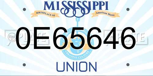 0E65646 Mississippi License Plate