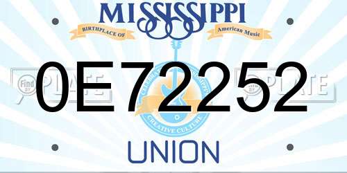 0E72252 Mississippi License Plate
