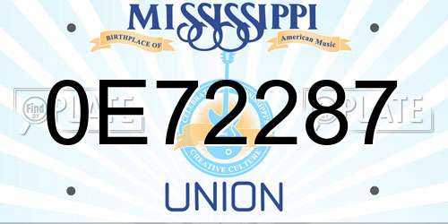 0E72287 Mississippi License Plate