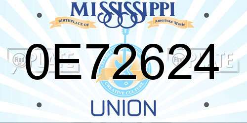 0E72624 Mississippi License Plate