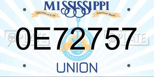 0E72757 Mississippi License Plate