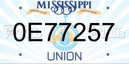 0E77257 Mississippi License Plate