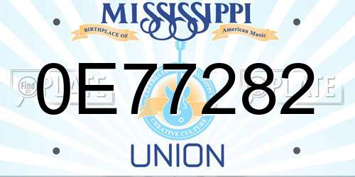 0E77282 Mississippi License Plate