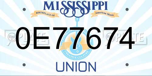 0E77674 Mississippi License Plate