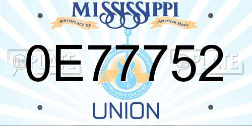 0E77752 Mississippi License Plate