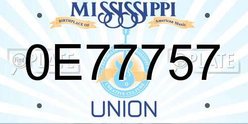 0E77757 Mississippi License Plate