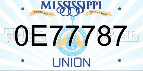 0E77787 Mississippi License Plate