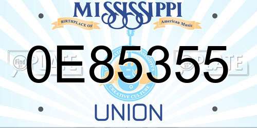 0E85355 Mississippi License Plate