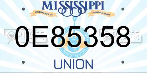0E85358 Mississippi License Plate