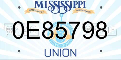 0E85798 Mississippi License Plate