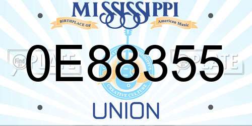 0E88355 Mississippi License Plate