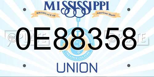 0E88358 Mississippi License Plate