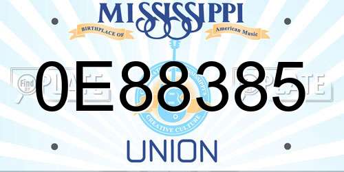 0E88385 Mississippi License Plate