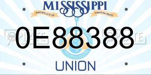 0E88388 Mississippi License Plate