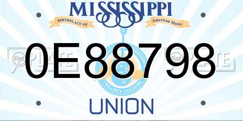 0E88798 Mississippi License Plate
