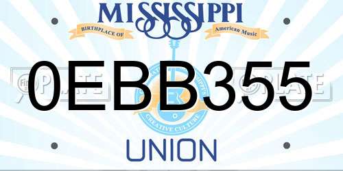 0EBB355 Mississippi License Plate