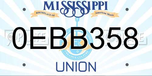 0EBB358 Mississippi License Plate
