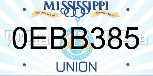 0EBB385 Mississippi License Plate