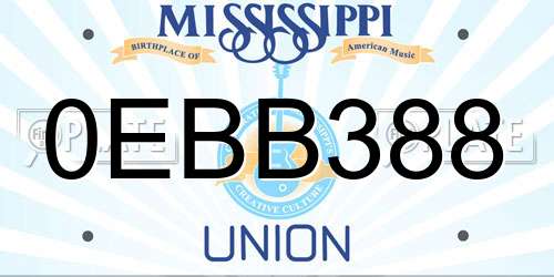 0EBB388 Mississippi License Plate