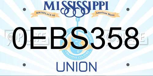0EBS358 Mississippi License Plate